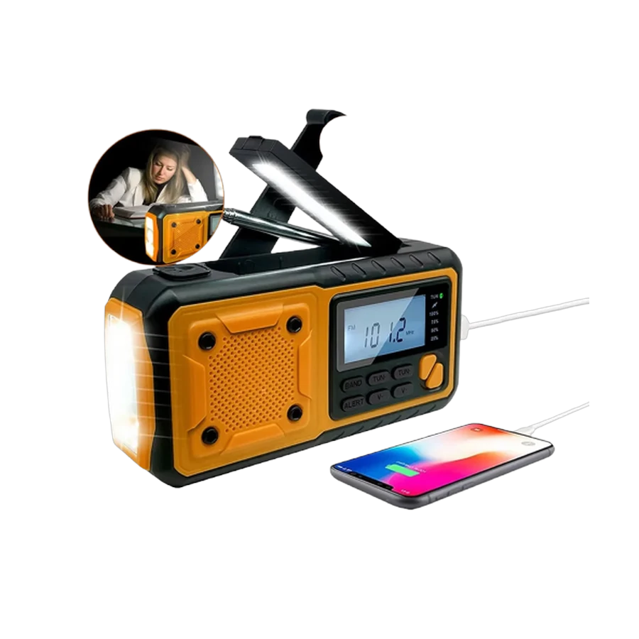 Noodradio op zonne-energie met handzwengel
